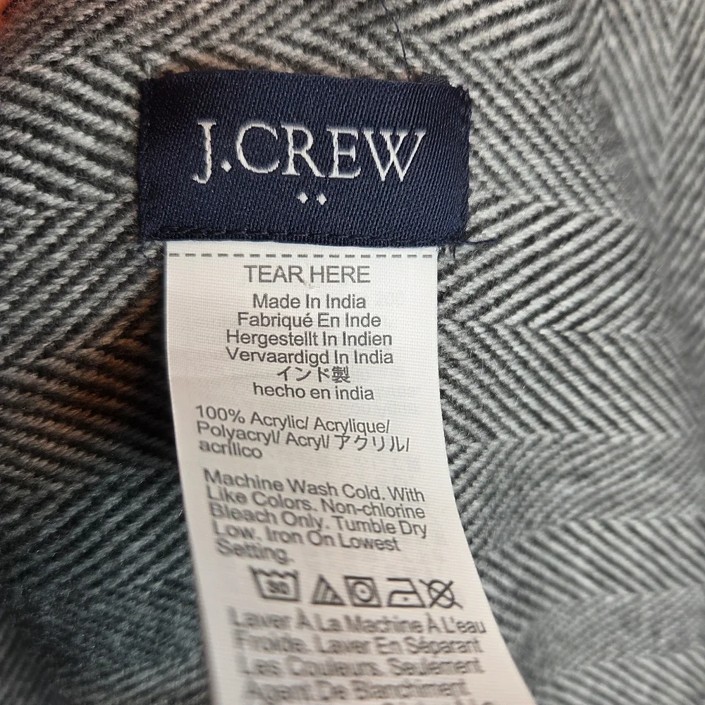 J. Crew Factory Herringbone Scarf Heather Charcoal Mens